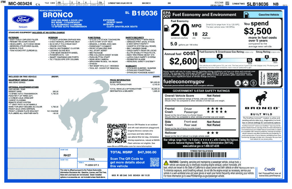 Used 2025 Ford Bronco Big Bend AWD/4WD image 2