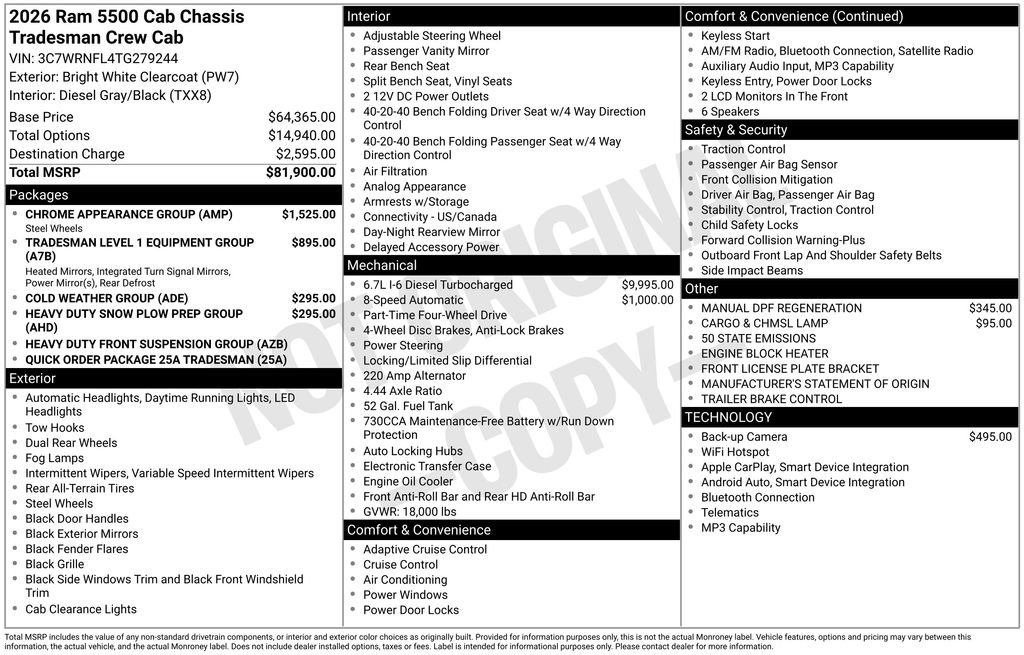 New 2026 RAM 5500 Tradesman w/ Chrome Appearance Group AWD/4WD image 3