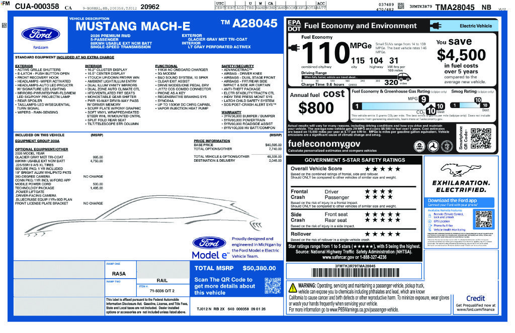New 2026 Ford Mustang Mach-E Premium w/ Technology Package RWD image 2