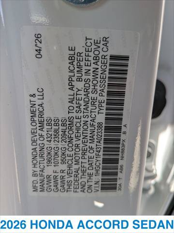 New 2026 Honda Accord SE image 27