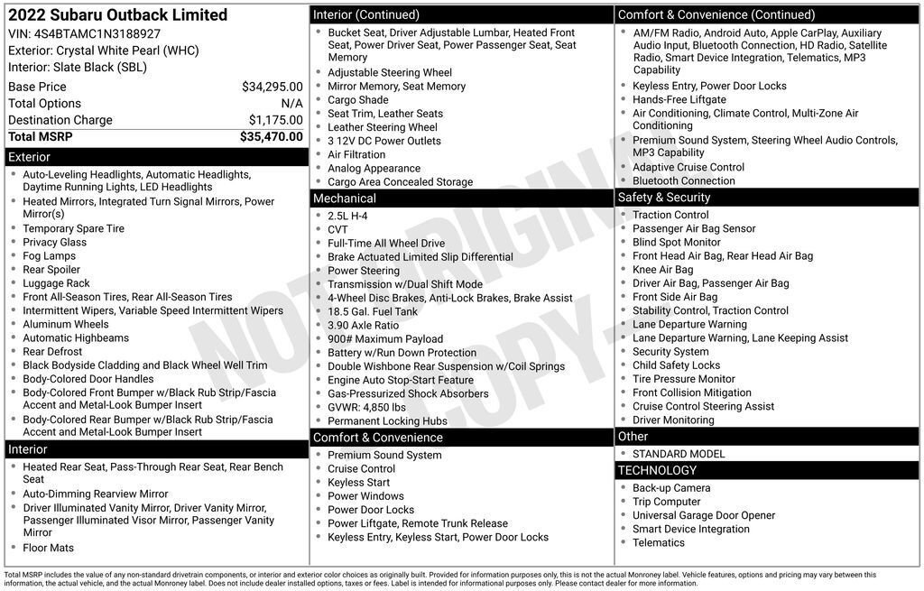 Used 2022 Subaru Outback Limited image 32