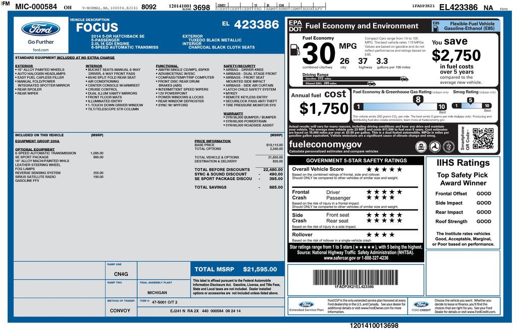 Used 2014 Ford Focus SE w/ SE Sport Package FWD image 6