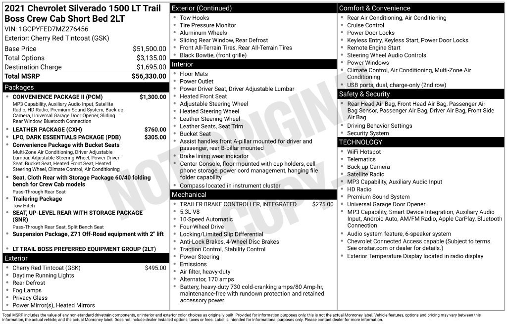 Used 2021 Chevrolet Silverado 1500 LT Trail Boss w/ Convenience Package II AWD/4WD image 11