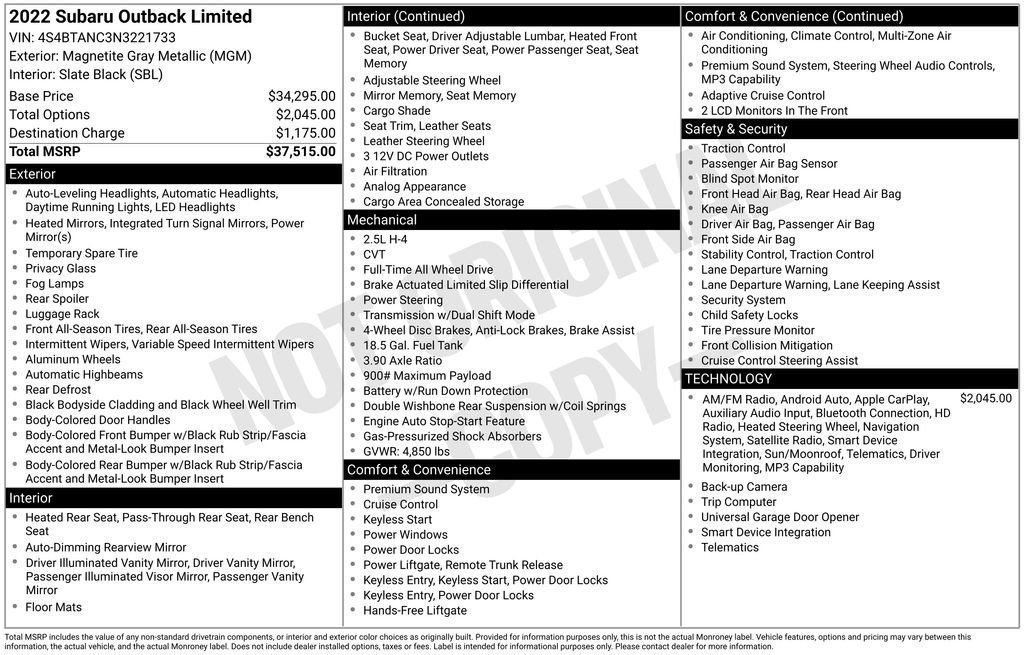 Used 2022 Subaru Outback Limited image 36