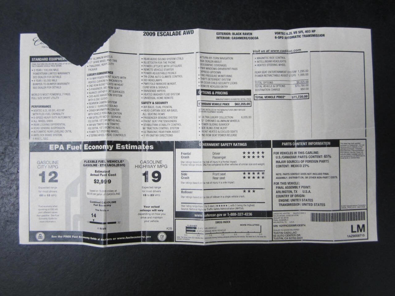 Used 2009 Cadillac Escalade Base AWD 4dr SUV w/V8 Ultra Lu image 41