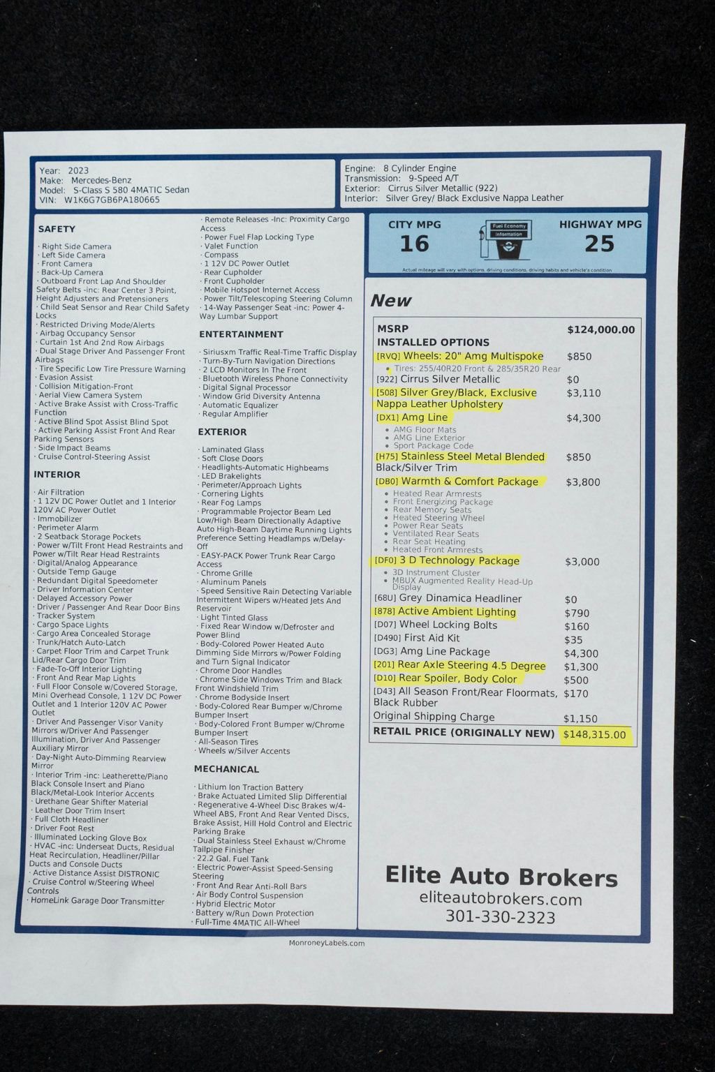 Used 2023 Mercedes-Benz S 580 4MATIC Sedan w/ AMG Line image 62