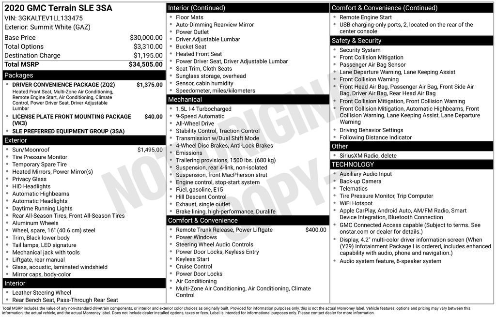 Certified 2020 GMC Terrain SLE w/ Driver Convenience Package AWD/4WD image 23