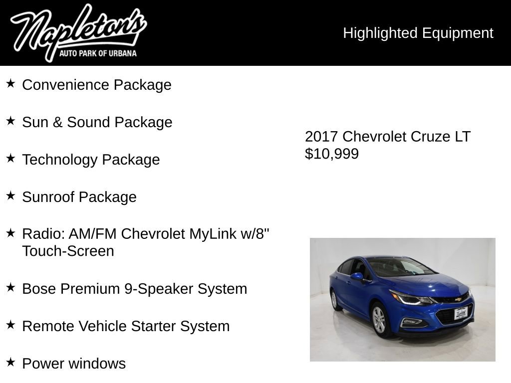 Used 2017 Chevrolet Cruze LT w/ Sun And Sound Package image 15