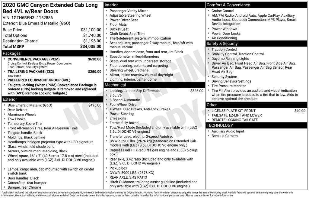 Used 2020 GMC Canyon 4x4 Extended Cab w/ Convenience Package image 2
