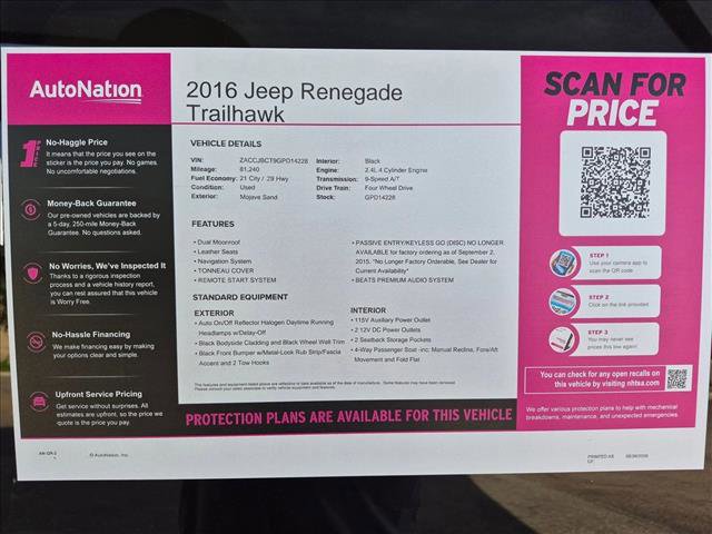 Used 2016 Jeep Renegade Trailhawk w/ Premium Trailhawk Package AWD/4WD image 23
