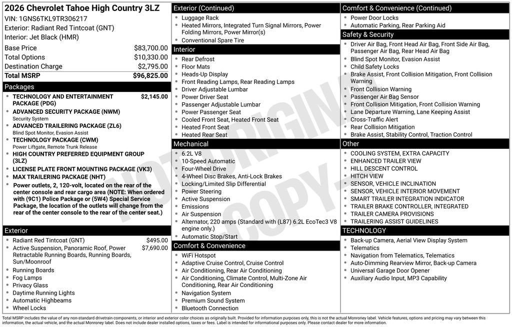 New 2026 Chevrolet Tahoe High Country AWD/4WD image 6