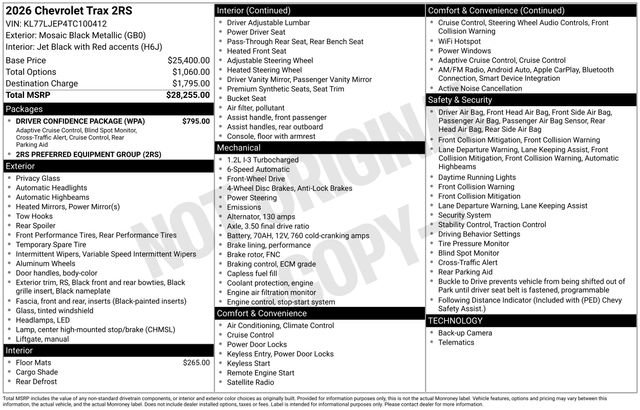 New 2026 Chevrolet Trax RS w/ Driver Confidence Package image 3