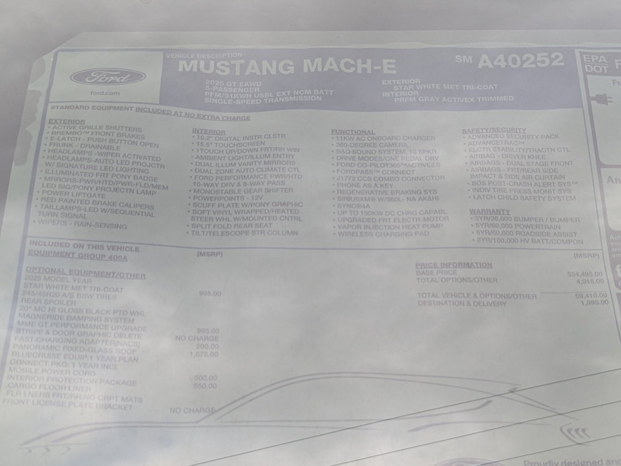 New 2025 Ford Mustang Mach-E GT w/ Interior Protection Package image 16