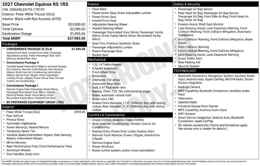 New 2027 Chevrolet Equinox RS w/ Convenience Package III FWD image 26