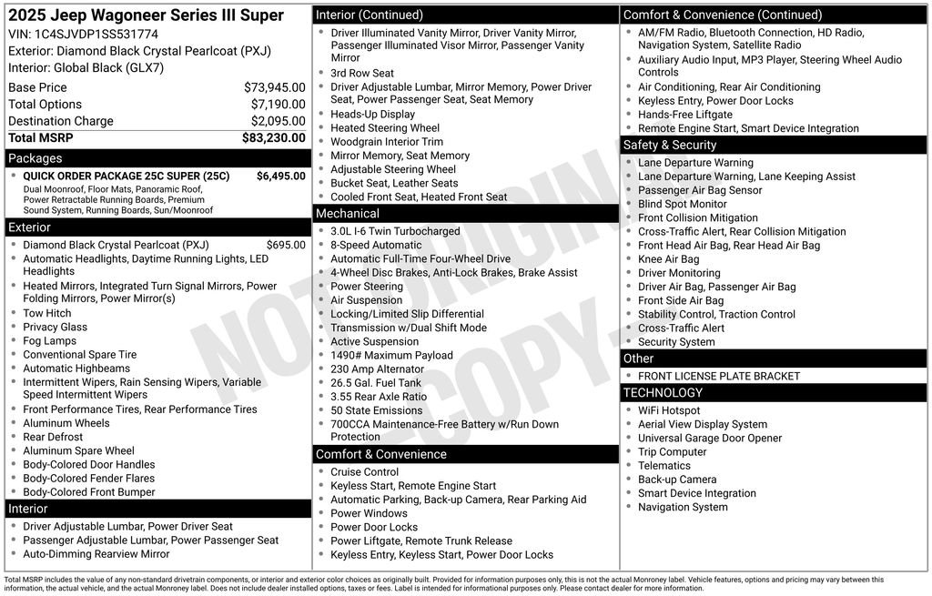 New 2025 Jeep Wagoneer Series III w/ Quick Order Package 25C Super AWD/4WD image 6