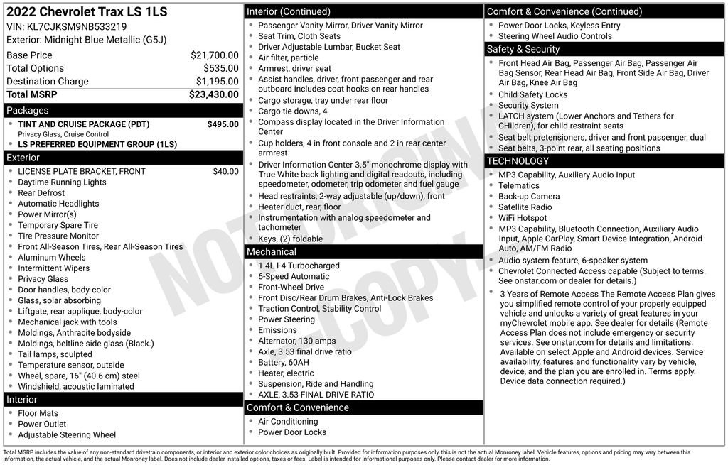Used 2022 Chevrolet Trax LS w/ Tint and Cruise Package FWD image 13