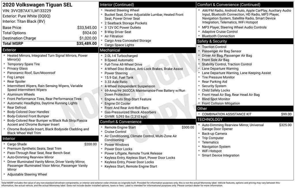 Used 2020 Volkswagen Tiguan SEL image 44