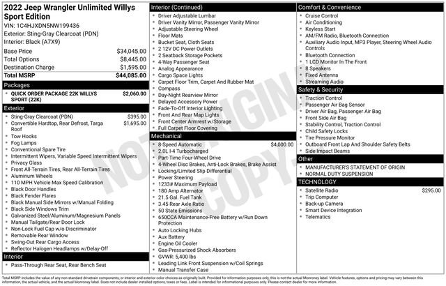 Used 2022 Jeep Wrangler Unlimited Sport image 32