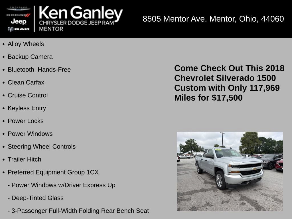Used 2018 Chevrolet Silverado 1500 Custom w/ Custom Value Package AWD/4WD image 5