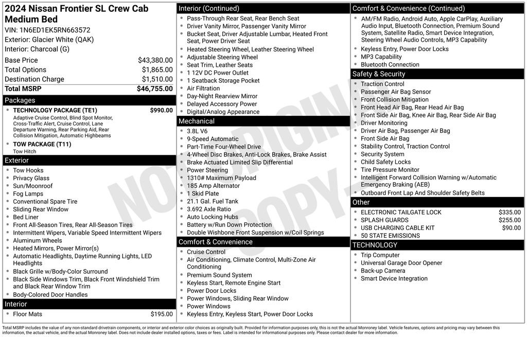 Used 2024 Nissan Frontier SL w/ Technology Package image 2