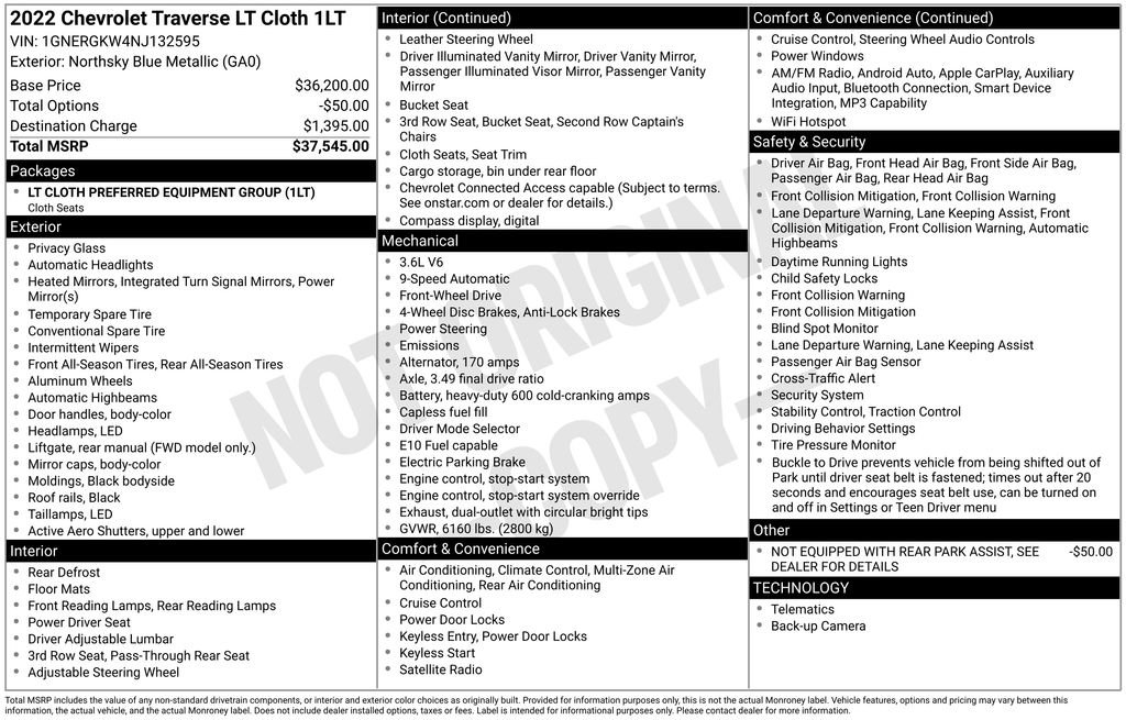 Used 2022 Chevrolet Traverse LT FWD image 48