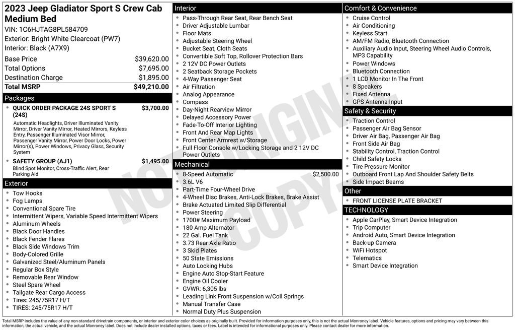 Used 2023 Jeep Gladiator Sport AWD/4WD image 6