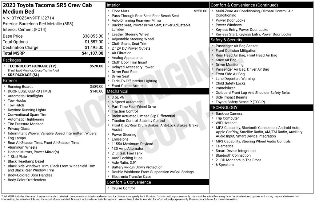 Used 2023 Toyota Tacoma SR5 w/ Technology Package AWD/4WD image 34