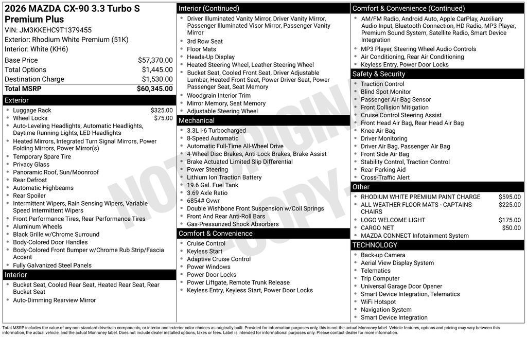 New 2026 MAZDA CX-90 3.3 Turbo S w/ Premium Plus image 4