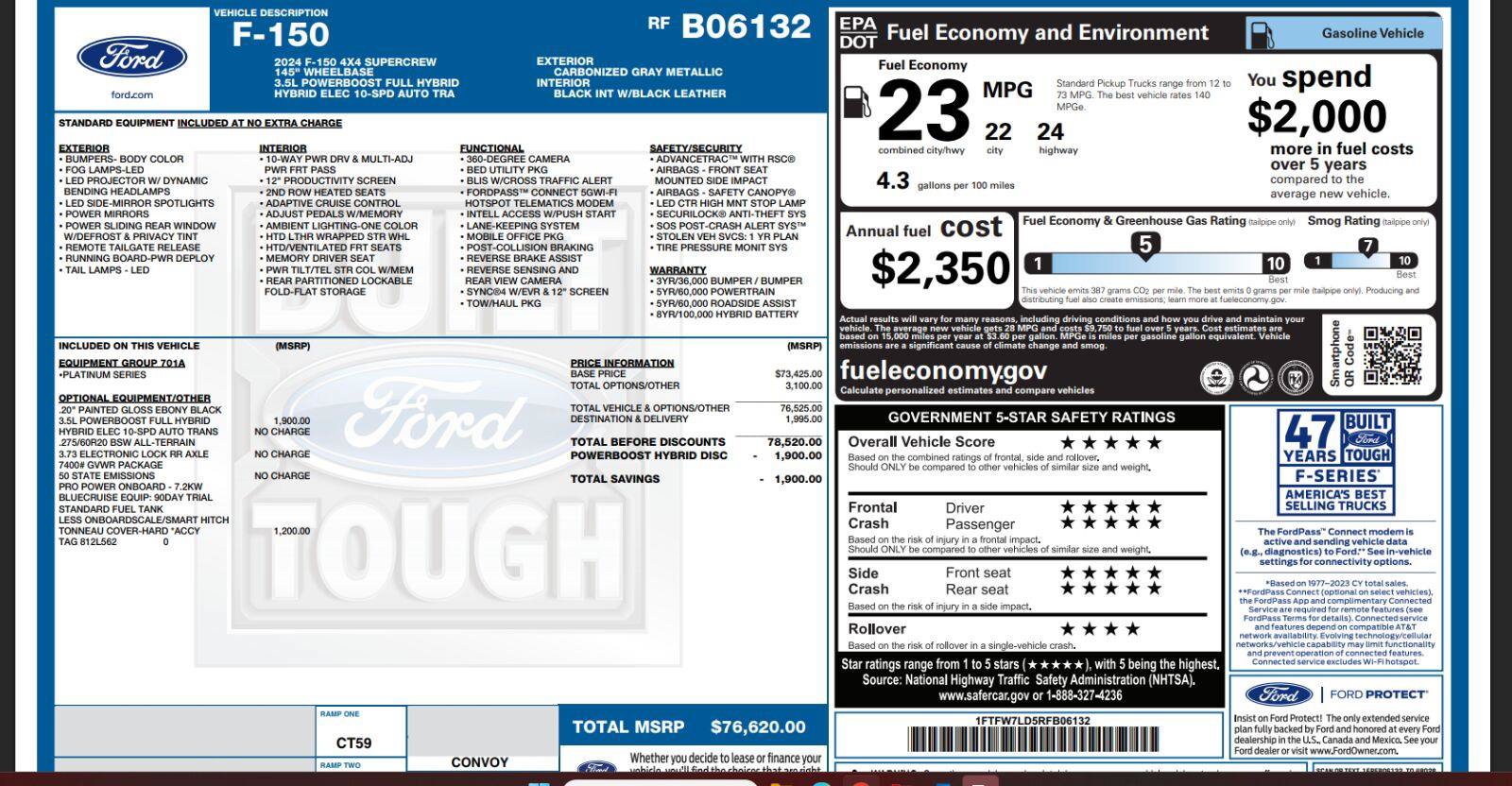Certified 2024 Ford F150 Platinum AWD/4WD image 5
