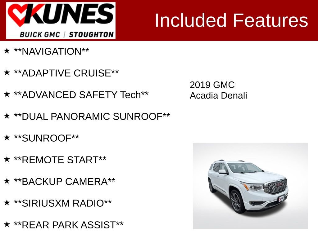 Used 2019 GMC Acadia Denali w/ Technology Package image 2
