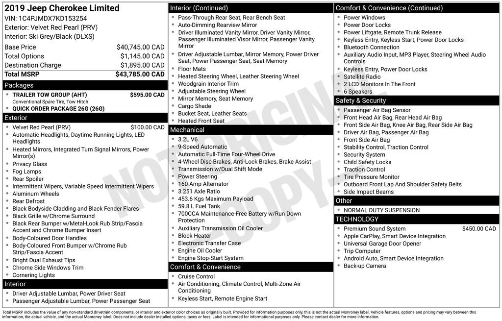 Used 2019 Jeep Cherokee Limited w/ Trailer Tow Group AWD/4WD image 10