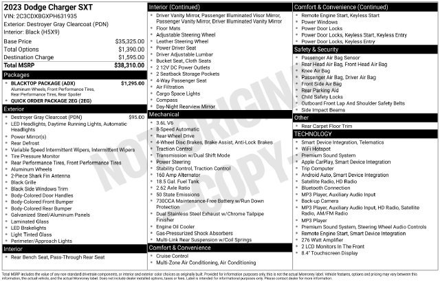 Used 2023 Dodge Charger SXT w/ Blacktop Package RWD image 6