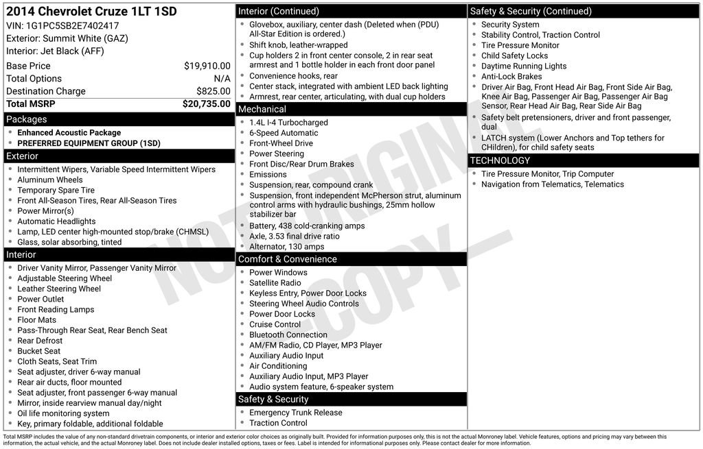 Used 2014 Chevrolet Cruze LT image 12