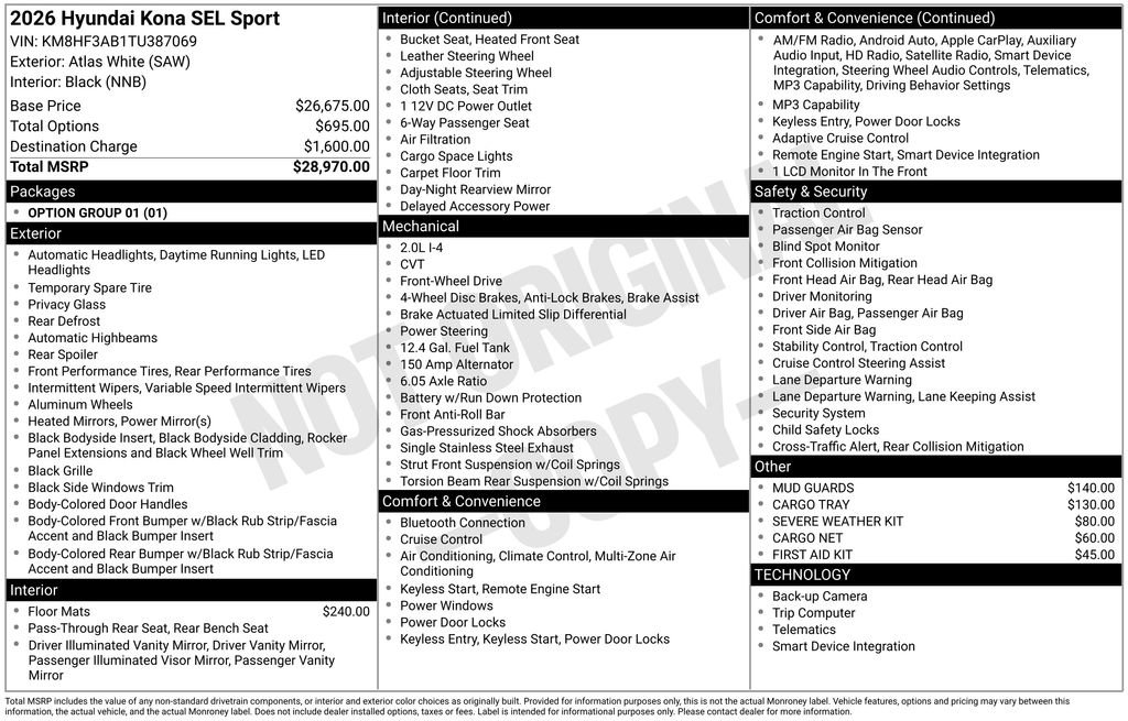 New 2026 Hyundai Kona SEL Sport image 3
