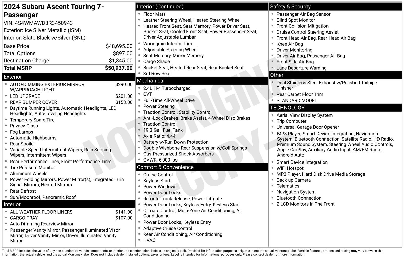 Certified 2024 Subaru Ascent Touring AWD/4WD image 15