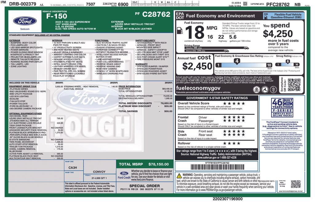 Used 2023 Ford F150 Platinum w/ Equipment Group 701A High AWD/4WD image 49