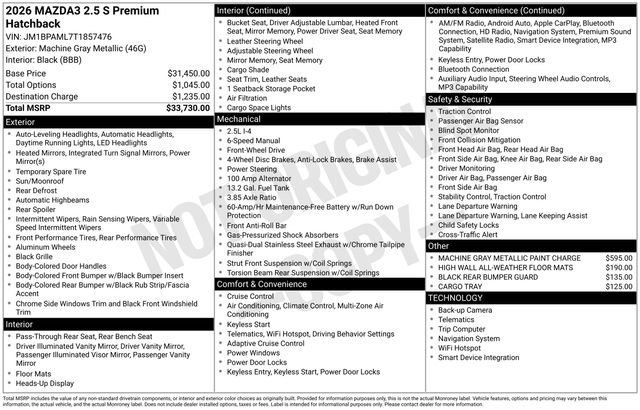 New 2026 MAZDA MAZDA3 2.5 S Hatchback w/ Premium Pkg image 26