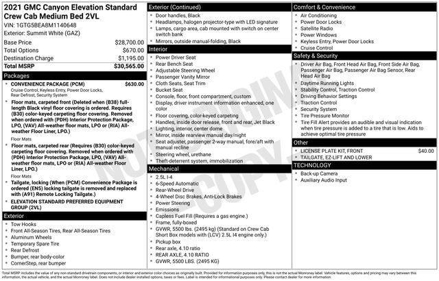 Used 2021 GMC Canyon Elevation Standard w/ Convenience Package RWD image 32