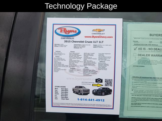 Used 2015 Chevrolet Cruze LT w/ Sun And Sound Package image 9