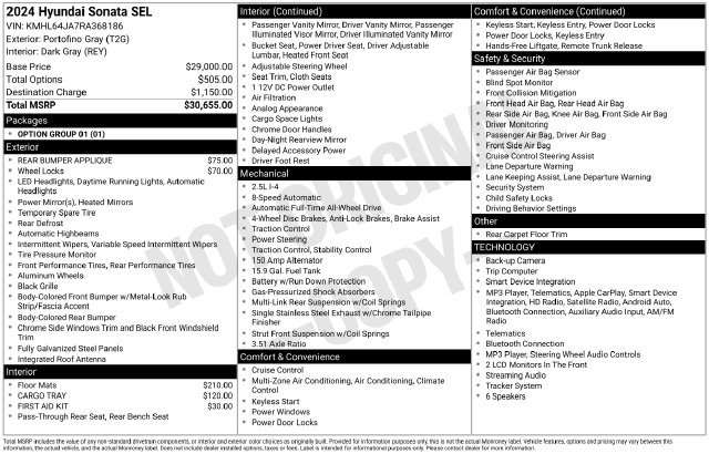 Certified 2024 Hyundai Sonata SEL AWD/4WD image 32
