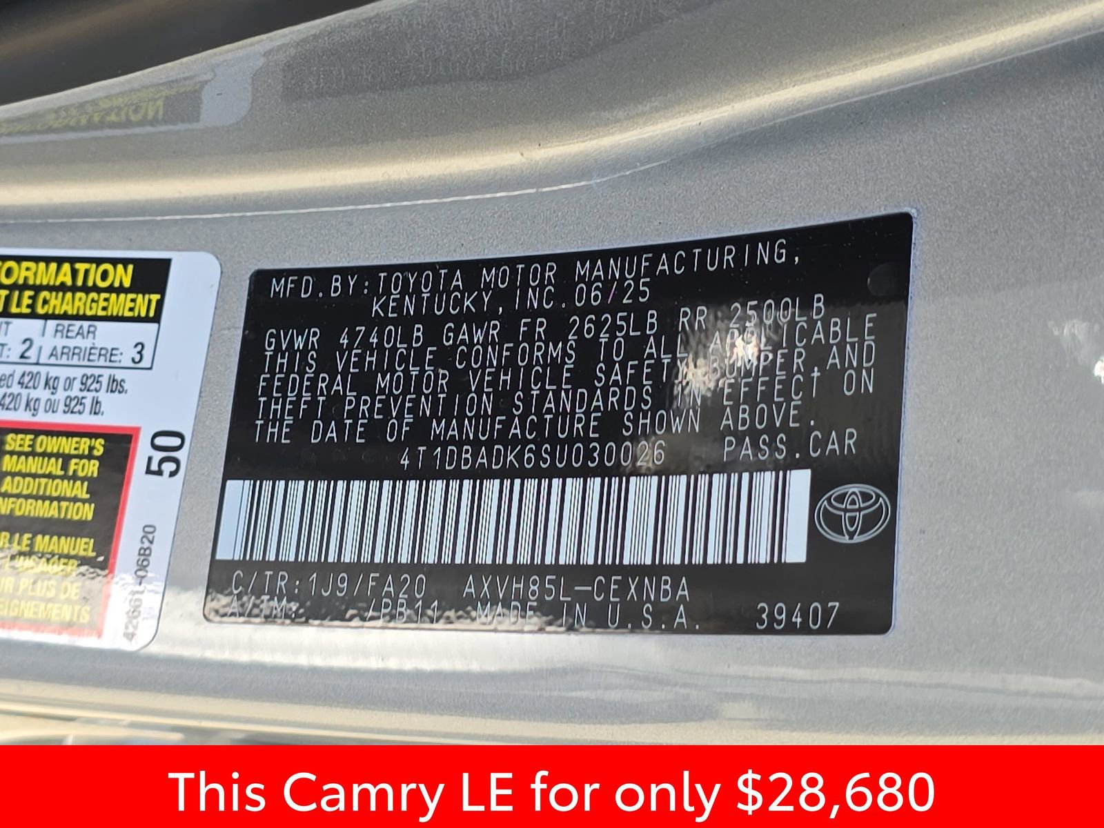 Used 2025 Toyota Camry LE w/ Convenience Package AWD/4WD image 41