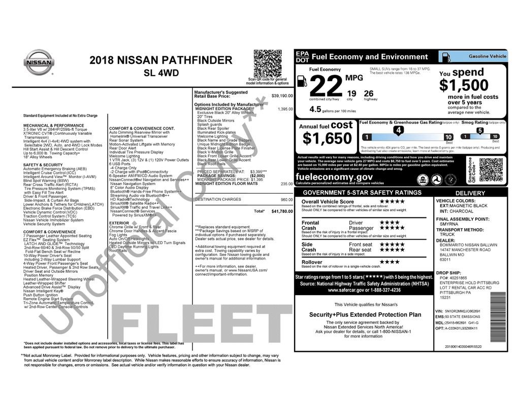 Used 2018 Nissan Pathfinder SL w/ Midnight Edition Package AWD/4WD image 10