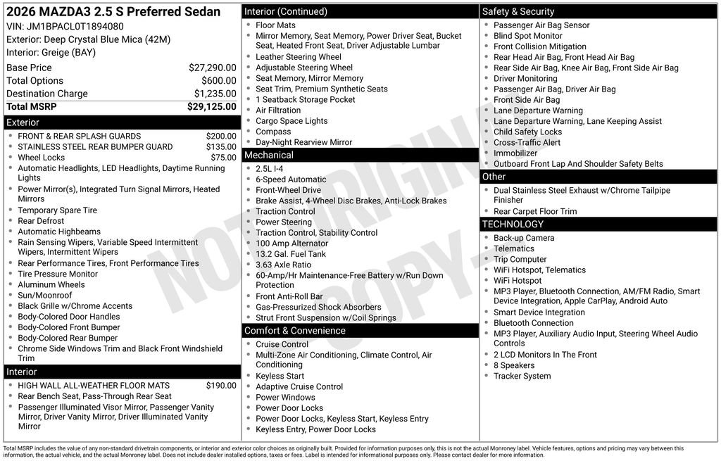New 2026 MAZDA MAZDA3 2.5 S Sedan w/ Preferred Pkg FWD image 31