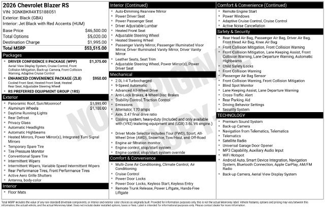 New 2026 Chevrolet Blazer RS w/ Driver Confidence II Package AWD/4WD image 5