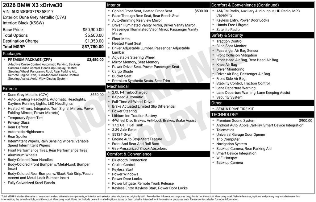 New 2026 BMW X3 xDrive30 w/ Premium Package image 2