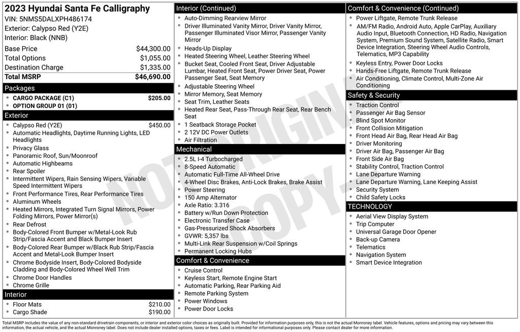 Used 2023 Hyundai Santa Fe Calligraphy w/ Cargo Package image 62