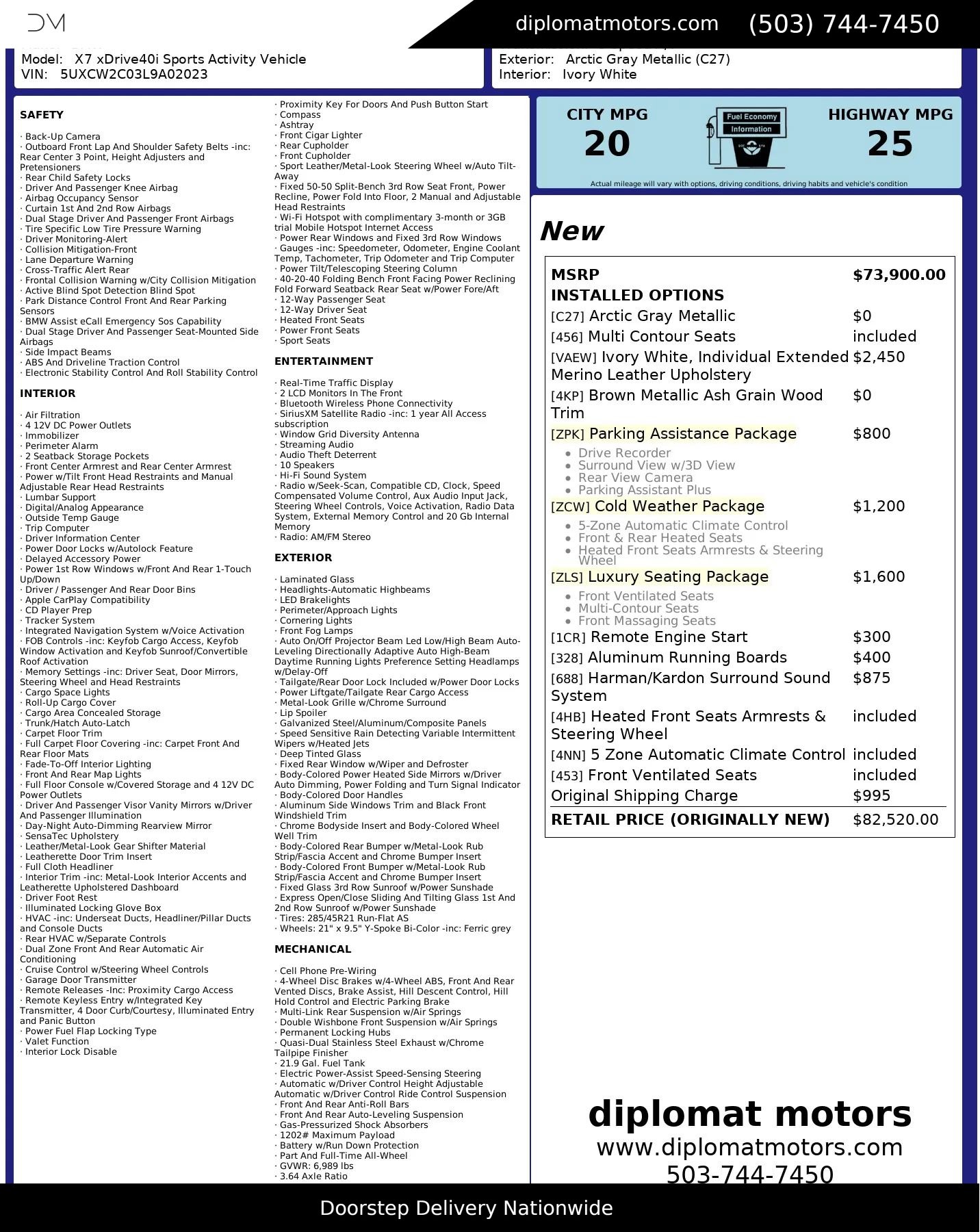 Used 2020 BMW X7 xDrive40i w/ Luxury Seating Package image 2