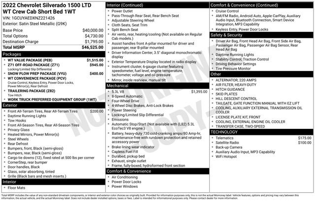 Used 2022 Chevrolet Silverado 1500 W/T w/ WT Value Package AWD/4WD image 34