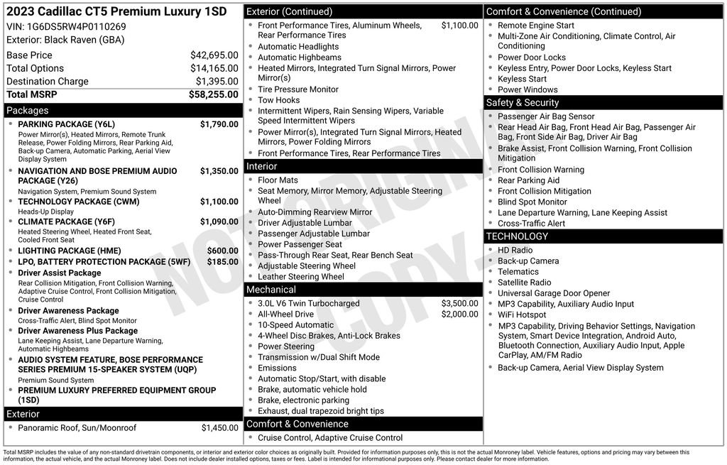 Certified 2023 Cadillac CT5 Premium Luxury w/ Parking Package AWD/4WD image 9