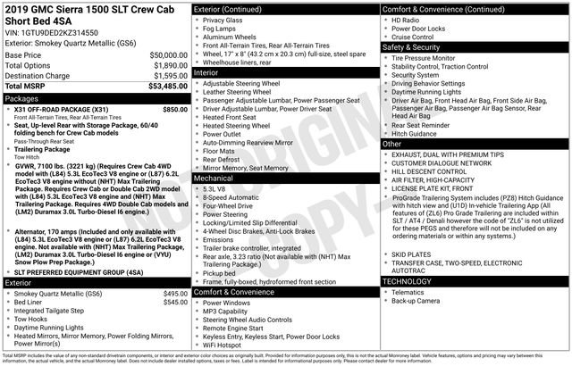 Used 2019 GMC Sierra 1500 SLT w/ X31 Off-Road Package AWD/4WD image 24